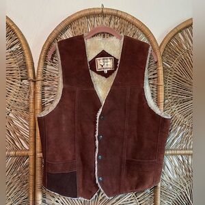 Vintage Fleece Lined Sherpa Style Leather Vest